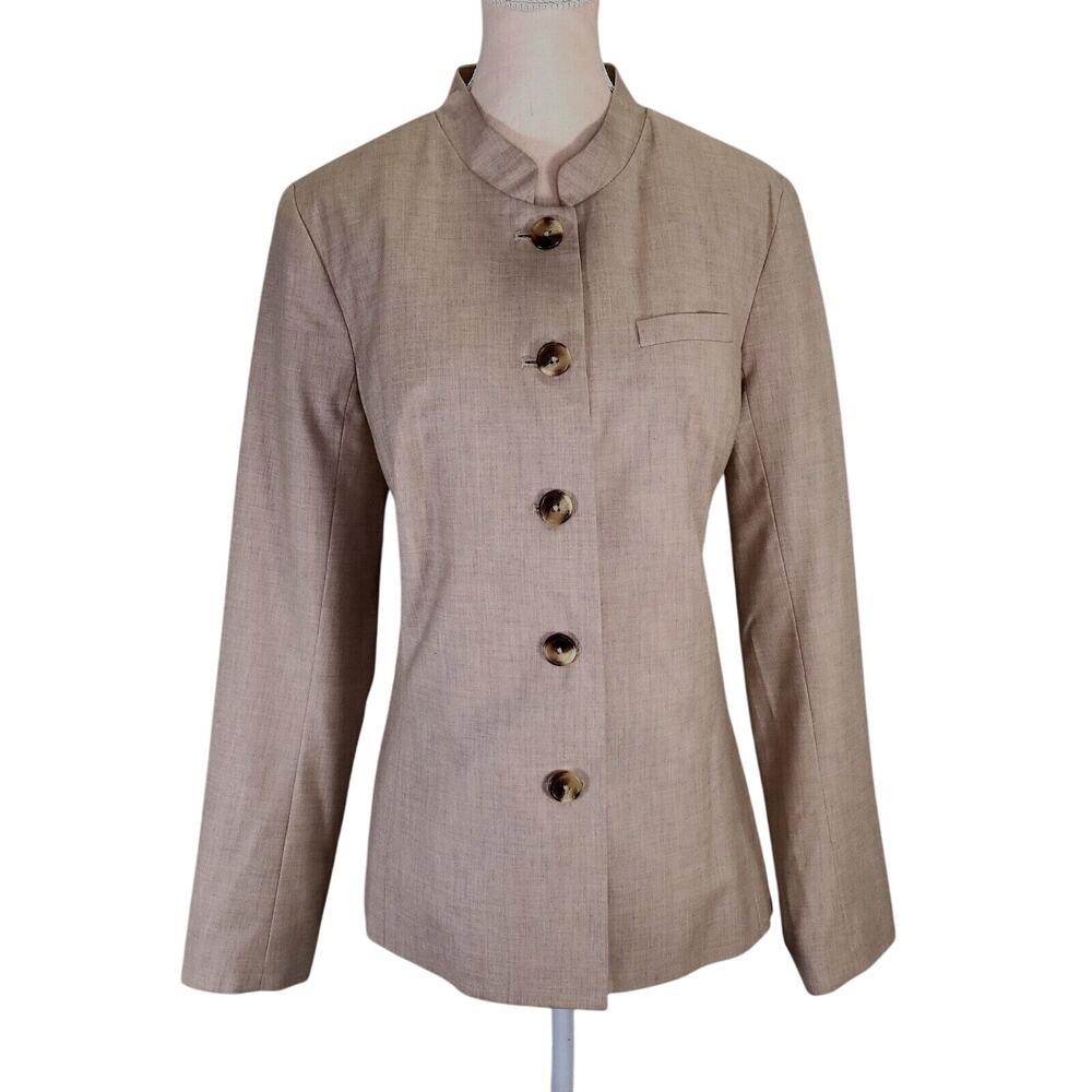 Isaac Mizrahi Target Jacket Womens 12 Beige Lined Blazer Career Academia Preppy
